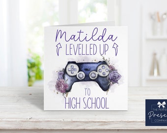 Personalised Gamer Card | School Leaver Card | New School Card | Levelled Up To High School | Year 6 Card | Class of 2024 | High School Card