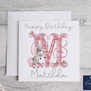 Carte d’anniversaire Licorne personnalisée | Carte d’anniversaire pour les amateurs de licorne | Carte Licorne pour enfants | Filles Licorne carte d’anniversaire | Cadeau licorne