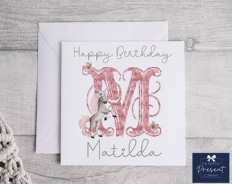 Tarjeta de cumpleaños de unicornio personalizada / Tarjeta de cumpleaños para amantes de unicornio / Tarjeta de unicornio para niños / Tarjeta de cumpleaños de unicornio de niñas / Regalo de unicornio