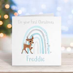 Personalisierte Weihnachtskarte | Personalisierte Weihnachtskarte | Weihnachtskarte für Baby | Baby Junge | Baby Mädchen | Rentier Weihnachtskarte