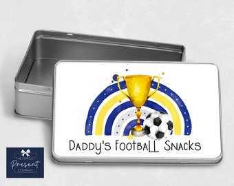 Lata de fútbol personalizada / Regalo personalizado para el Día del Padre / Regalo personalizado del Leeds United / Lata de aperitivos de fútbol / Lata de golosinas de fútbol