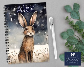 Personalised Winter Hare Notebook | Personalised Notebook | Hare Notebook | Rabbit Notebook | Mother's Day Gift | Gift for Friend