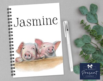 Personalised Cheeky Pigs Notebook | Personalised Notepad | Pig Notebook | Cute Pigs | Mother's Day Gift | Gift for Friend | Cute Piglet Gift