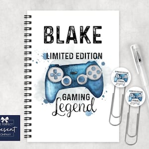 Personalised Gamer Notebook | Blue Gaming Notebook | Gaming Legend Notebook | Birthday Gift for Gamer | Gamer Gift | Kids Gaming Gift