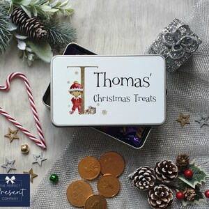 Personalisierte Elfen Weihnachtsdose | Elfen Leckerli Dose | Personalisierte Weihnachtsdose | Junge Elfen Dose | Mädchen Elfen Dose | Weihnachtsabend Schachtelnfüller | Elfe