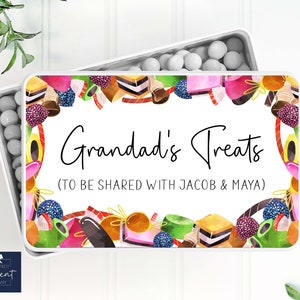 Personalised Sweet Tin | Personalised Treat Tin | Grandad&#39;s Sweet Tin | Dad&#39;s Sweet Tin | Kids Sweet Tin | Treat Tin | Sweet Tin