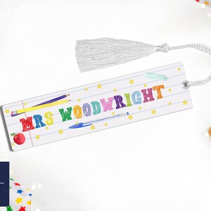 Personalised Teacher Bookmark | Personalised Bookmark | Personalised Teacher Gift | Pre School Gift | Nursery Gift | Rainbow Bookmark