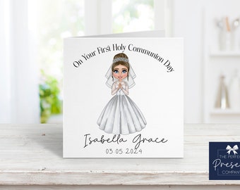 Personalised Girls First Holy Communion Card | 1st Holy Communion Card | First Holy Communion Gift | First Holy Communion Keepsake