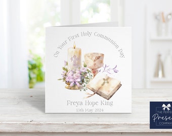 Personalised Girls First Holy Communion Card | 1st Holy Communion Card | First Holy Communion Gift | First Holy Communion Keepsake