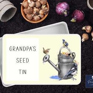 Latta di semi personalizzata / Latta da giardino personalizzata / Latta di semi del nonno / Regalo da giardinaggio / Latta di semi / Regalo per la festa del papà / Regalo per giardiniere