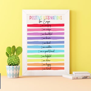 Personalised Positive Affirmation Print | A4 Affirmation Print | Rainbow Affirmation Print | Affirmation Print | Kid&#39;s Positive Affirmations