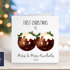 Personalisierte Erstweihnachtskarte | Personalisierte 1. Weihnachtskarte | Weihnachtskarte pudding | 1. Weihnachten als Mrs & Mrs Karte