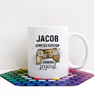 Personalised Gaming Mug, Limited Edition Gaming Legend, Gaming Legend Gift, Gamer Birthday, Gold Controller, Red Controller, Blue Controller