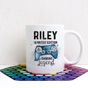 Personalised Gaming Mug, Limited Edition Gaming Legend, Gaming Legend Gift, Gamer Birthday, Blue Controller, Red Controller, Gold Controller