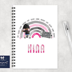 Personalised Gamer Notebook | Gamer Rainbow Notebook | Gaming Notebook | Gift for Gamer | Gamer Gift | Gamer Stationary | Girls A5 Notebook
