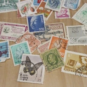 Stamp Collection Set (50) Beginner Philatelist Hobby Stocking Stuffer Every Country Antique Vintage (1900-1980&#39;s)