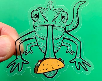 Taco Chameleon Clear Vinyl Sticker, Best Friend Gift, MacBook Sticker, Laptop Sticker, Water Bottle Sticker