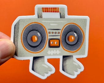 Boombox Robot Vinyl Sticker, Best Friend Gift, MacBook Sticker, Laptop Sticker, Water Bottle Sticker