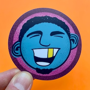 Gold Tooth Dude Vinyl Sticker, Best Friend Gift, MacBook Sticker, Laptop Sticker, Water Bottle Sticker
