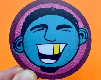 Gold Tooth Dude Vinyl Sticker, Best Friend Gift, MacBook Sticker, Laptop Sticker, Water Bottle Sticker