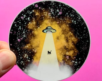Cat Abduction Vinyl Sticker, Best Friend Gift, MacBook Sticker, Laptop Sticker, Water Bottle Sticker