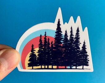 Sunset Forest Vinyl Sticker, Best Friend Gift, MacBook Sticker, Laptop Sticker, Water Bottle Sticker