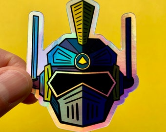 Mohawk Robot Holographic Vinyl Sticker, Best Friend Gift, MacBook Sticker, Laptop Sticker, Water Bottle Sticker