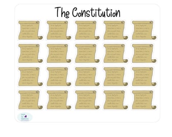 Constitution Stickers (Small) - Teachers - Students - Bill of Rights - History - Founding Fathers - Historical Stickers - United States
