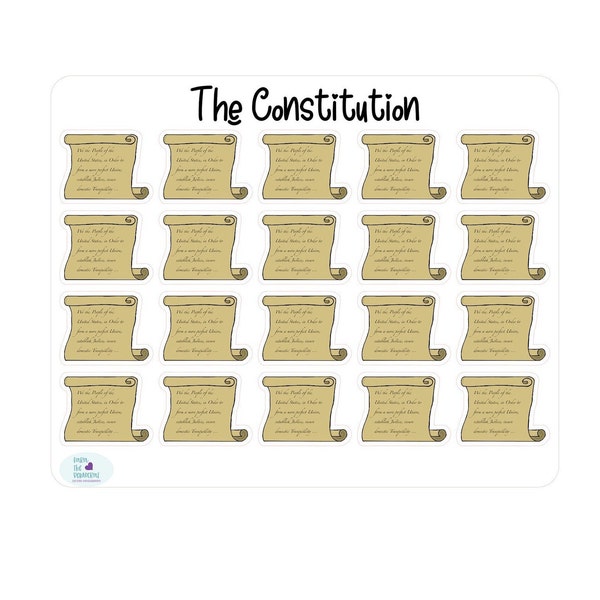 Constitution Stickers (Small) - Teachers - Students - Bill of Rights - History - Founding Fathers - Historical Stickers - United States