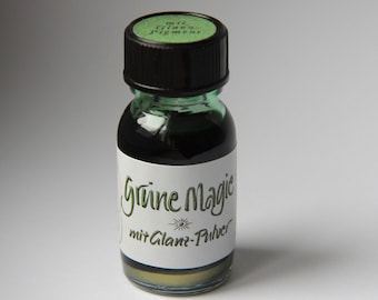 Calligraphy Ink Green Magic with Shine, for Calligraphy Handlettering Scrapbooking Drawing