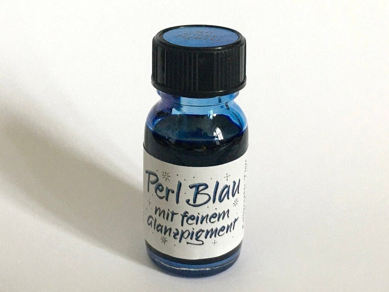 Tinte Perl Blau mit feinem Glanzpigment, Kalligrafie Handlettering Feder Geschenk Bild 1