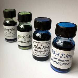 Tinte Perl Blau mit feinem Glanzpigment, Kalligrafie Handlettering Feder Geschenk Bild 3