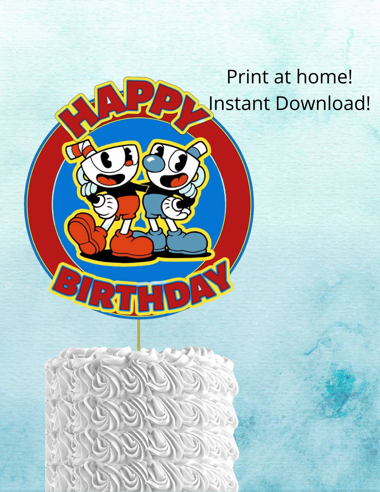 Cuphead Birthday Cake Topper Mugman Cuphead Duo Print at | Etsy Hong Kong