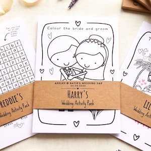 Wedding Activity Pack With Personalised Sleeve, Wedding Gift For Kids, A5 Cards, Kids Wedding Favour, Bridesmaid Gift, Kids Wedding Gift image 1