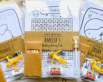 Personalised Pre Filled Wedding Activity Pack for kids, Kids Wedding Set, Kids Wedding Favour, Children’s Wedding Favour, Toddlers and Kids
