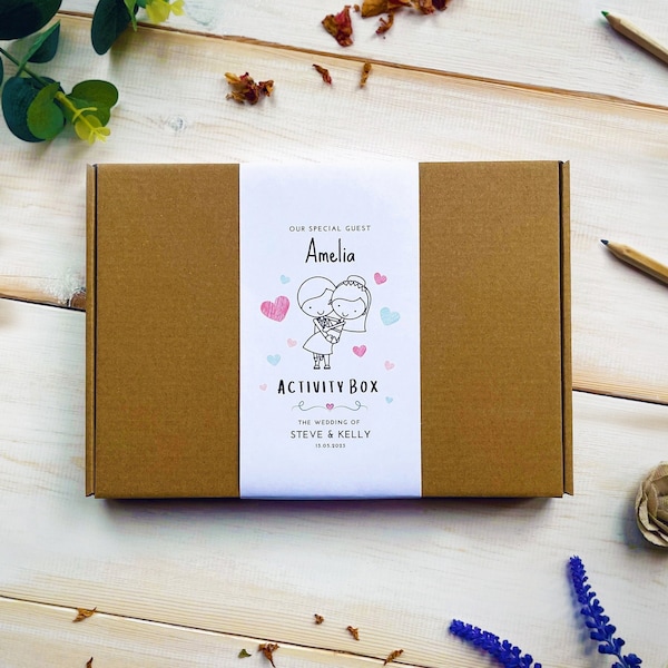 Personalised Kids Wedding Activity Box, Kids Activity Pack, Child Wedding Gift & Favour, Flower Girl Gift, Quiet Activities, Boys And Girls