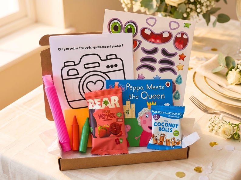 Toddlers Wedding Activity Box, Personalised Kids Wedding Gift, Kids Wedding Favour, Flower Girl Gift, Quiet Activities, 2-4 year olds image 2