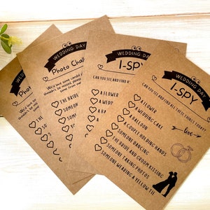 Wedding I-Spy and Photo Challange Game Printed on A5 Kraft Card, Wedding Games, Wedding Ice Breaker, Wedding Day Games