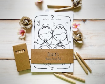 Wedding Activity Pack With Personalised Sleeve, Gay Wedding, LGBT, A5 Cards, Kids Wedding Favour, Wedding Gift For Kids, Flower Girl Gift