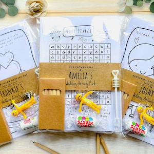 Personalised Pre Filled Wedding Activity Pack for kids, Kids Wedding Set, Kids Wedding Favour, Children’s Wedding Favour, Toddlers and Kids