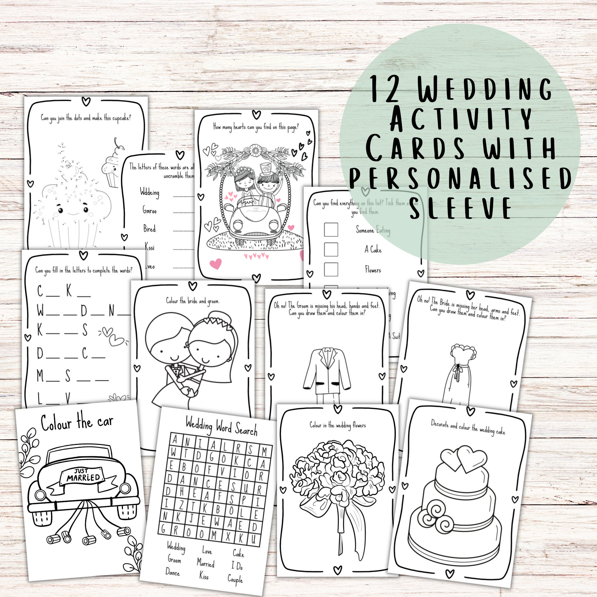 Wedding Activity Pack With Personalised Sleeve Wedding Gift - Etsy UK