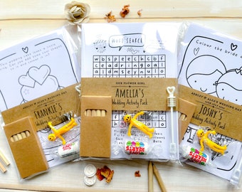 Personalised Pre Filled Wedding Activity Pack for kids, Kids Wedding Set,  Kids Wedding Favour, Childrens Wedding Favour, Toddlers and Kids