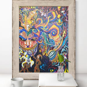 Colorful Evil Faces Art Print - Vibrant, Bold Creature Illustrations ...