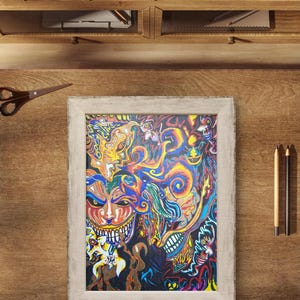 Colorful Evil Faces Art Print - Vibrant, Bold Creature Illustrations ...