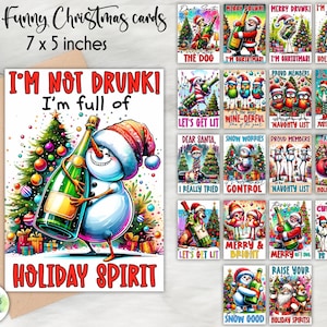 Paquete de tarjetas navideñas sarcásticas / Diseños divertidos de tarjetas navideñas / Tarjetas divertidas alegres y borrachas / Tarjetas imprimibles / Descarga digital
