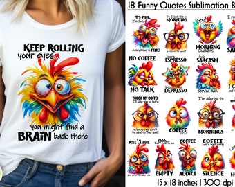 Sarcastic Coffee Sublimation Bundle | Funny Morning Quotes | Coffee Sublimation Prints | Funny Chicken Shirt | Funny Coffee Bundle