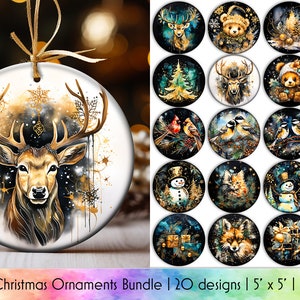 Decorazioni natalizie con inchiostro alcolico: pacchetto PNG dorato (download digitale)