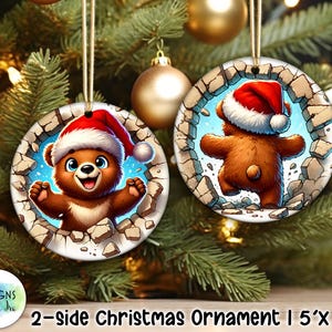Both Side Christmas Ornaments Bundle | Broken Wall Christmas Ornaments | Holiday Decor | Cute Christmas Animals PNG | Christmas Ornaments image 5