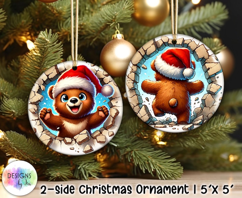 Both Side Christmas Ornaments Bundle | Broken Wall Christmas Ornaments | Holiday Decor | Cute Christmas Animals PNG | Christmas Ornaments image 5