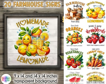 Farmhouse Signs Bundle: Fruits & Vegetables PNG (Digital Download)